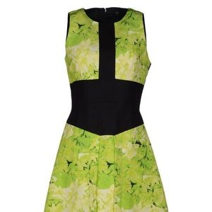 Tibi Neon Green + Black Mini Dress